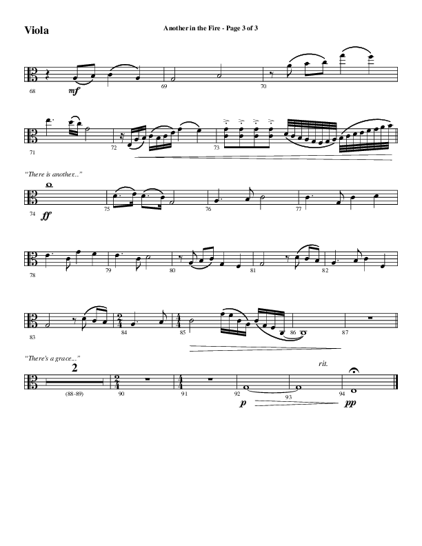 Another In The Fire (Choral Anthem SATB) Viola (Word Music / Arr. Jay Rouse)