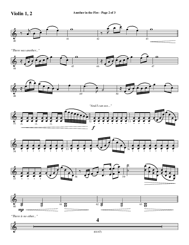 Another In The Fire (Choral Anthem SATB) Violin 1/2 (Word Music / Arr. Jay Rouse)
