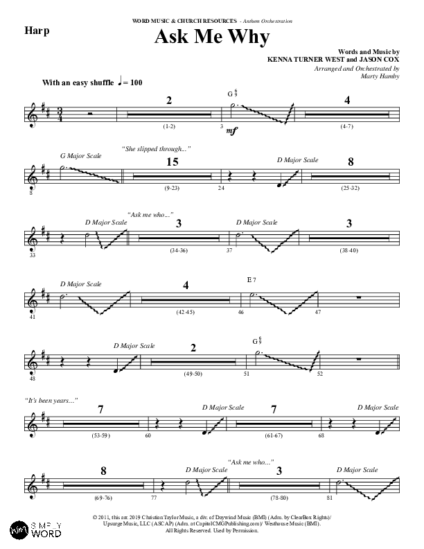 Ask Me Why (Choral Anthem SATB) Harp (Word Music / Arr. Marty Hamby)