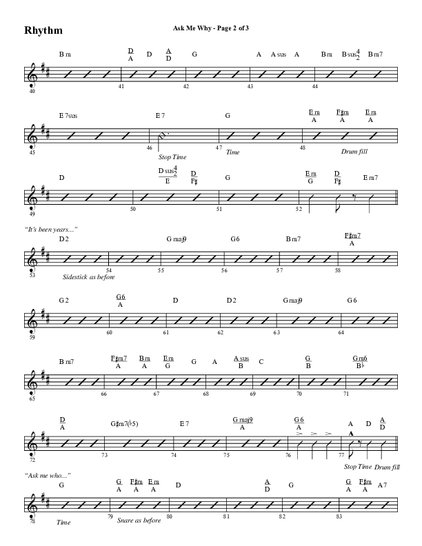 Ask Me Why (Choral Anthem SATB) Rhythm Chart (Word Music / Arr. Marty Hamby)