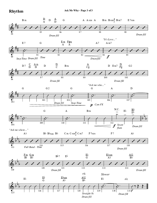 Ask Me Why (Choral Anthem SATB) Rhythm Chart (Word Music / Arr. Marty Hamby)