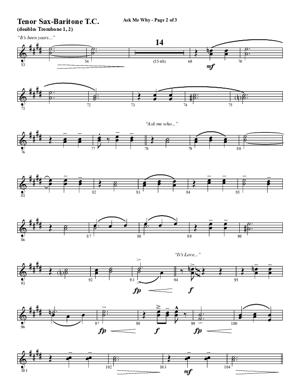 Ask Me Why (Choral Anthem SATB) Tenor Sax/Baritone T.C. (Word Music / Arr. Marty Hamby)