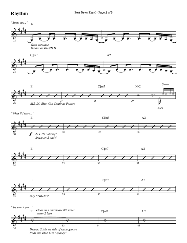 Best News Ever (Choral Anthem SATB) Rhythm Chart (Word Music / Arr. David Wise / Orch. David Shipps)