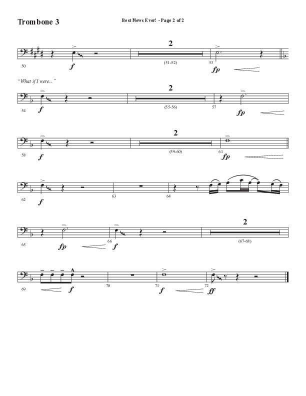 Best News Ever (Choral Anthem SATB) Trombone 3 (Word Music / Arr. David Wise / Orch. David Shipps)