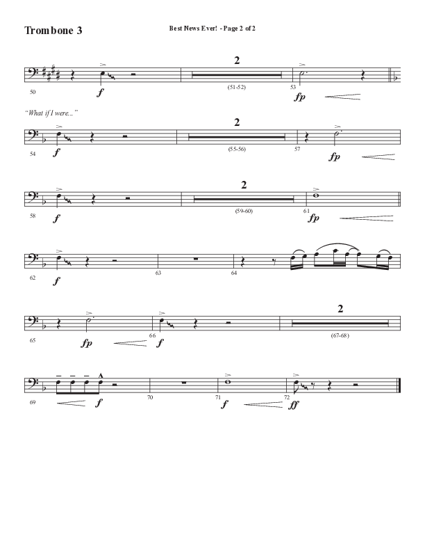 Best News Ever (Choral Anthem SATB) Trombone 3 (Word Music / Arr. David Wise / Orch. David Shipps)