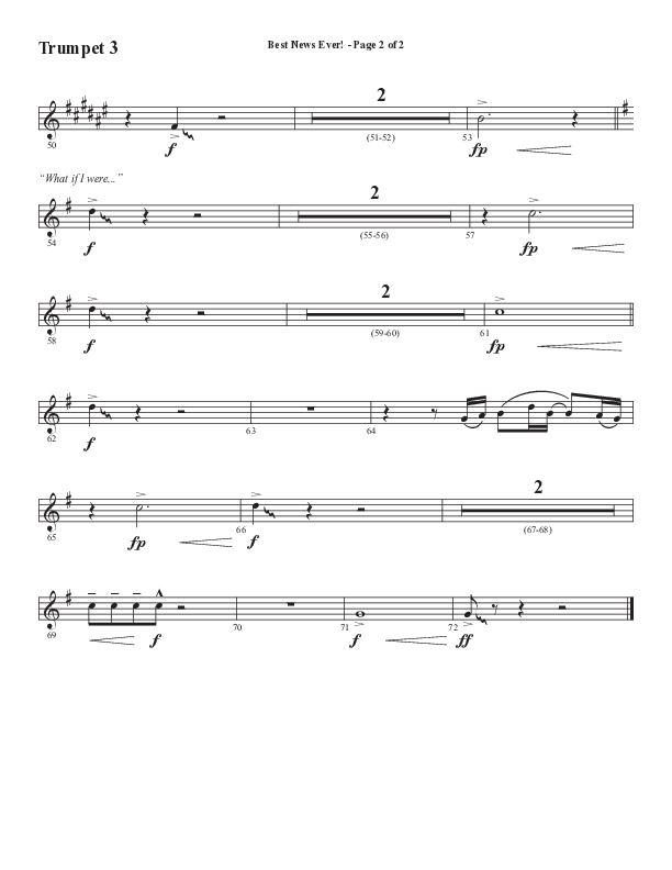 Best News Ever (Choral Anthem SATB) Trumpet 3 (Word Music / Arr. David Wise / Orch. David Shipps)
