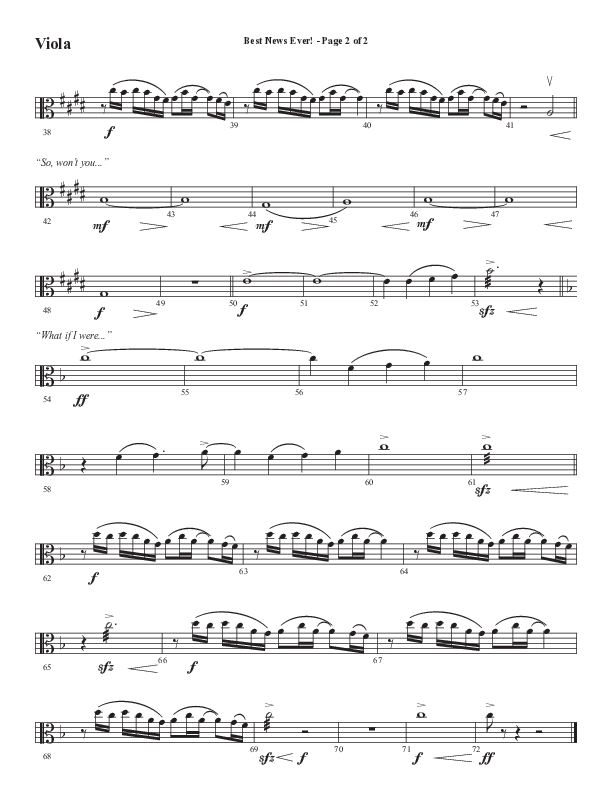 Best News Ever (Choral Anthem SATB) Viola (Word Music / Arr. David Wise / Orch. David Shipps)