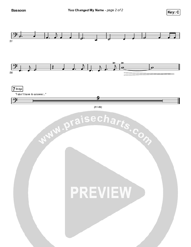 You Changed My Name Bassoon (Matthew West)