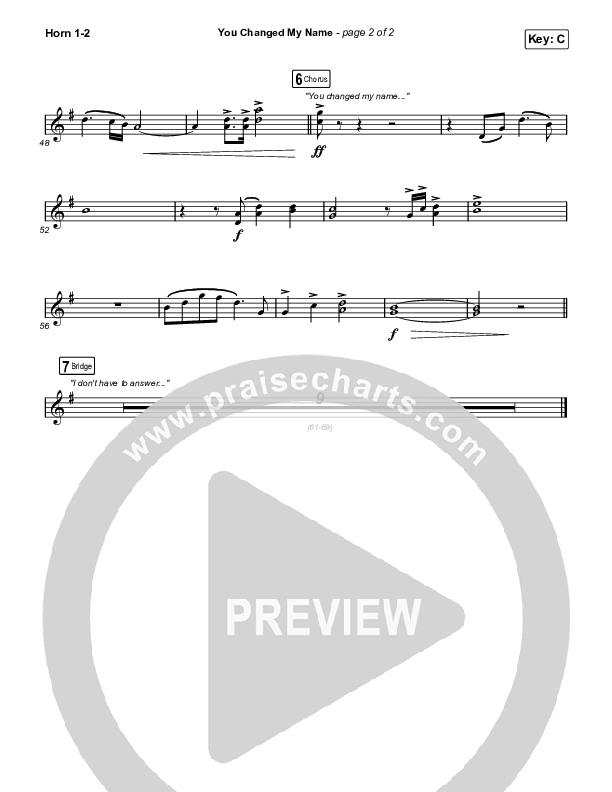 You Changed My Name French Horn 1,2 (Matthew West)