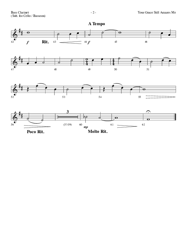 Your Grace Still Amazes Me (Choral Anthem SATB) Bass Clarinet (Lifeway Choral / Arr. Dennis Allen)