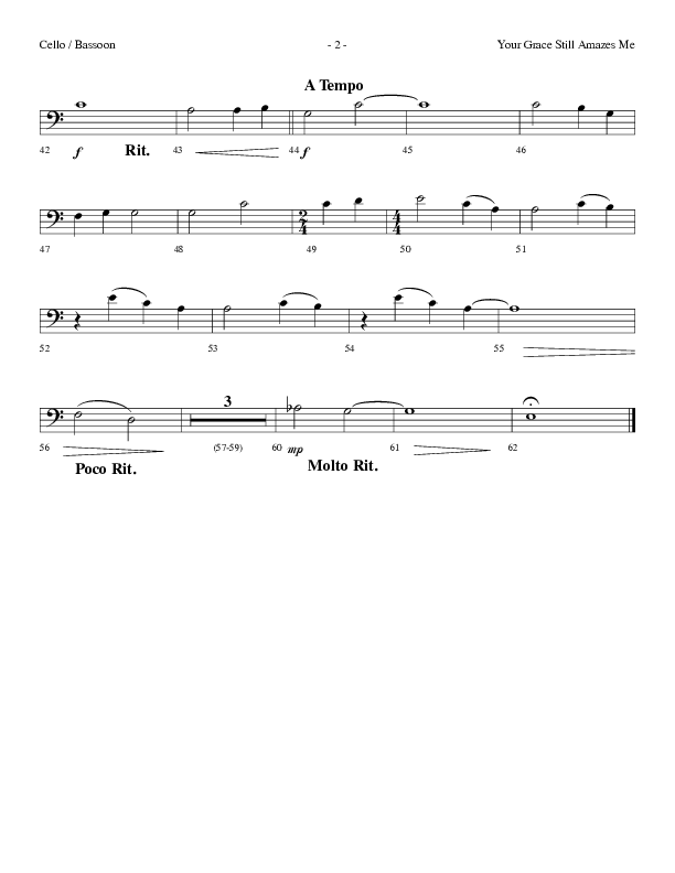 Your Grace Still Amazes Me (Choral Anthem SATB) Cello (Lifeway Choral / Arr. Dennis Allen)