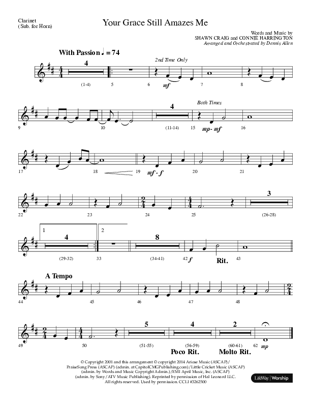Your Grace Still Amazes Me (Choral Anthem SATB) Clarinet (Lifeway Choral / Arr. Dennis Allen)