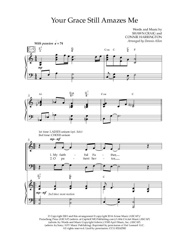 Your Grace Still Amazes Me (Choral Anthem SATB) Anthem (SATB/Piano) (Lifeway Choral / Arr. Dennis Allen)