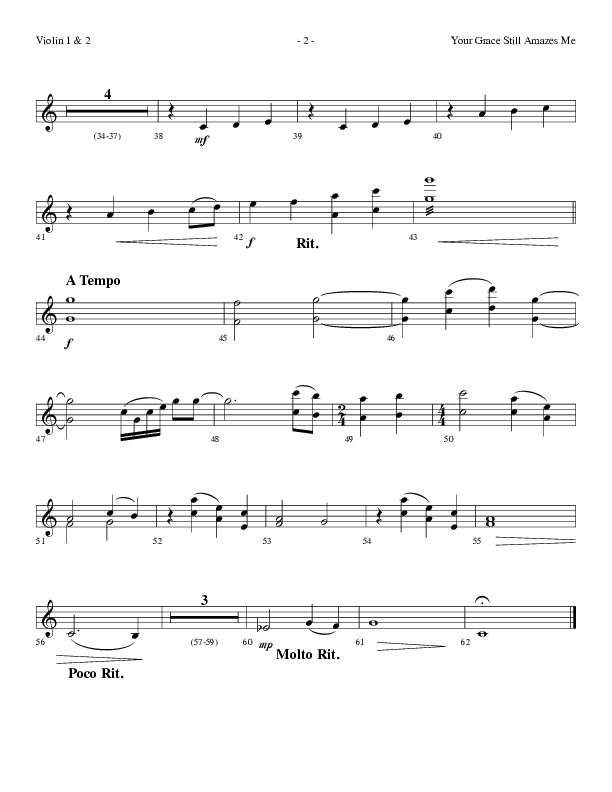 Your Grace Still Amazes Me (Choral Anthem SATB) Violin 1/2 (Lifeway Choral / Arr. Dennis Allen)