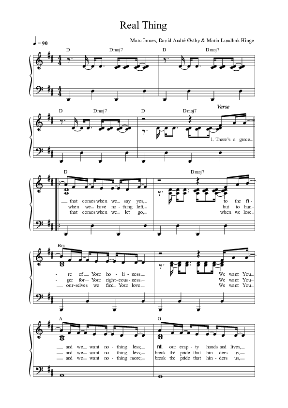 Real Thing (Live) Lead Sheet Melody (Songs From The Soil)