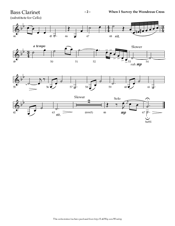 When I Survey The Wondrous Cross (Choral Anthem SATB) Bass Clarinet (Lifeway Choral / Arr. Richard Kingsmore)