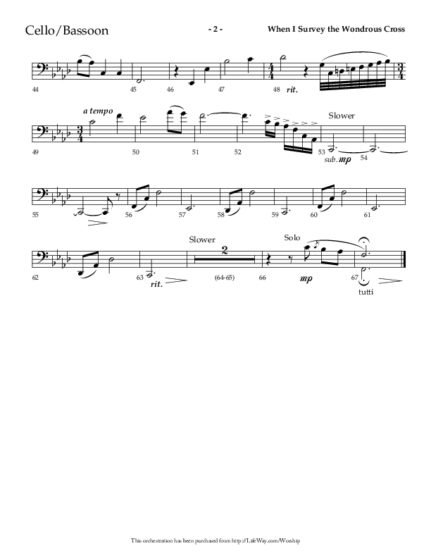 When I Survey The Wondrous Cross (Choral Anthem SATB) Cello (Lifeway Choral / Arr. Richard Kingsmore)
