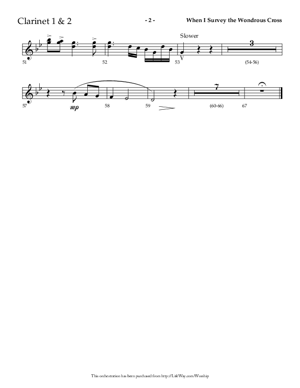When I Survey The Wondrous Cross (Choral Anthem SATB) Clarinet 1/2 (Lifeway Choral / Arr. Richard Kingsmore)