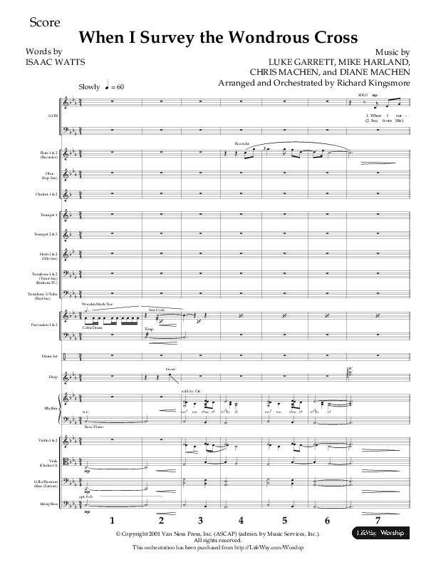 When I Survey The Wondrous Cross (Choral Anthem SATB) Orchestration (Lifeway Choral / Arr. Richard Kingsmore)