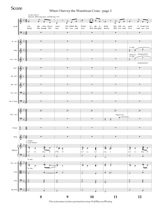 When I Survey The Wondrous Cross (Choral Anthem SATB) Orchestration (Lifeway Choral / Arr. Richard Kingsmore)