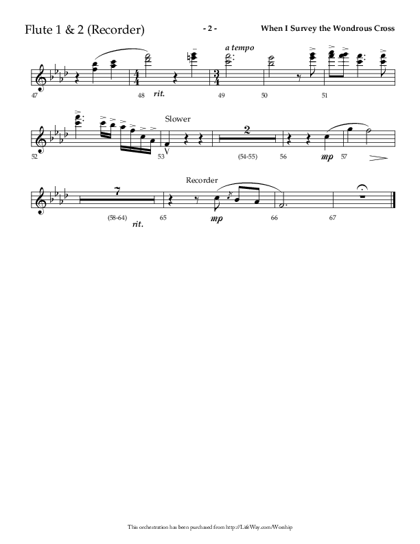 When I Survey The Wondrous Cross (Choral Anthem SATB) Flute 1/2 (Lifeway Choral / Arr. Richard Kingsmore)
