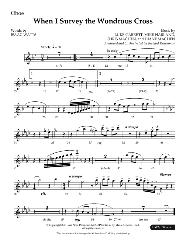 When I Survey The Wondrous Cross (Choral Anthem SATB) Oboe (Lifeway Choral / Arr. Richard Kingsmore)