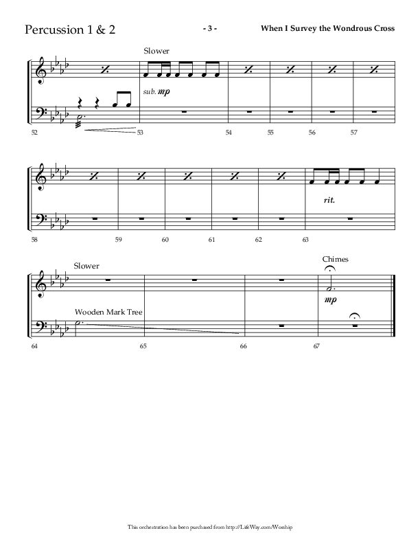 When I Survey The Wondrous Cross (Choral Anthem SATB) Percussion 1/2 (Lifeway Choral / Arr. Richard Kingsmore)