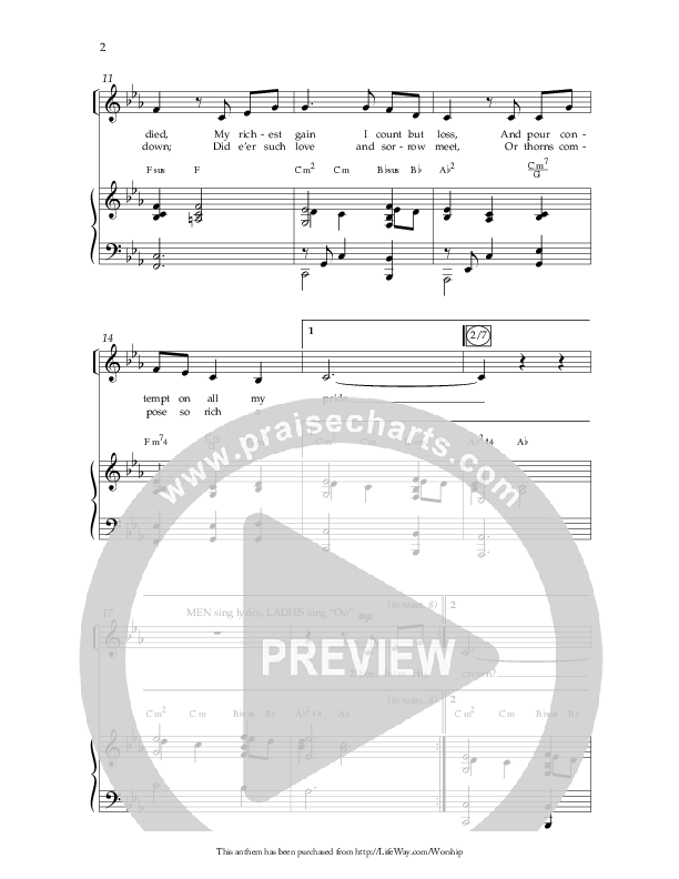 When I Survey The Wondrous Cross (Choral Anthem SATB) Anthem (SATB/Piano) (Lifeway Choral / Arr. Richard Kingsmore)