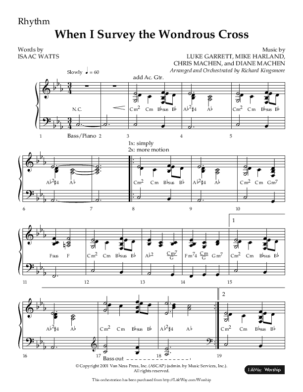 When I Survey The Wondrous Cross (Choral Anthem SATB) Rhythm Chart (Lifeway Choral / Arr. Richard Kingsmore)