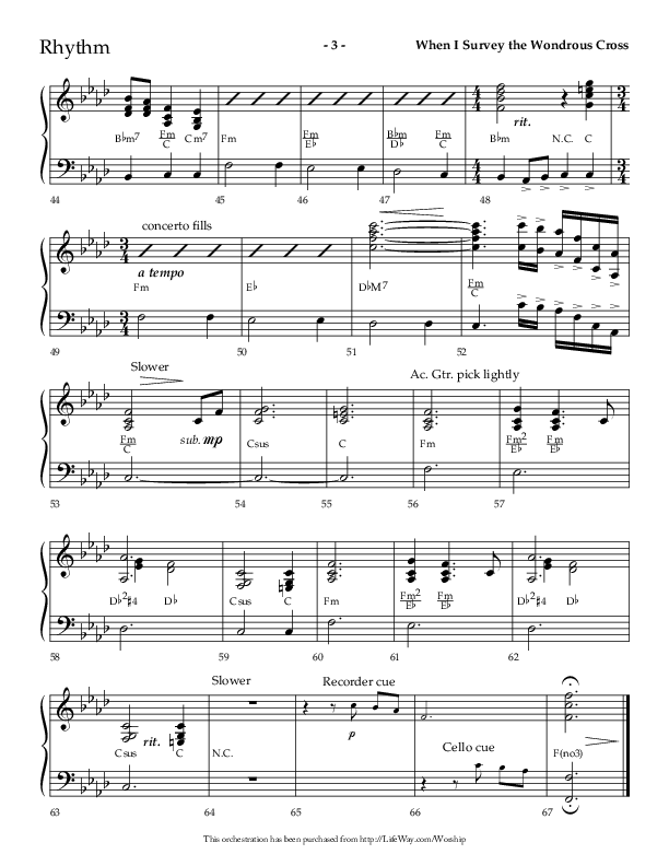 When I Survey The Wondrous Cross (Choral Anthem SATB) Rhythm Chart (Lifeway Choral / Arr. Richard Kingsmore)