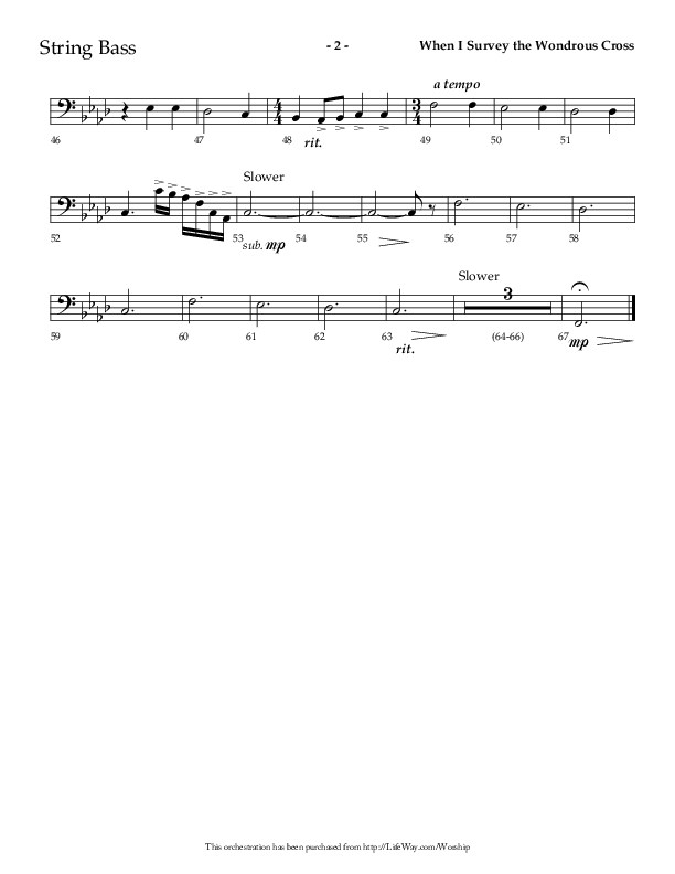 When I Survey The Wondrous Cross (Choral Anthem SATB) String Bass (Lifeway Choral / Arr. Richard Kingsmore)