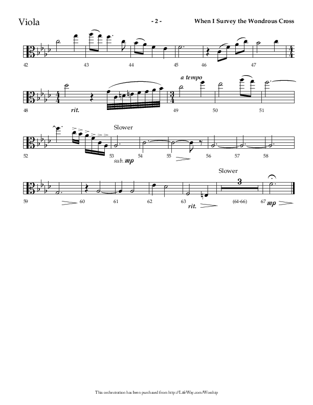 When I Survey The Wondrous Cross (Choral Anthem SATB) Viola (Lifeway Choral / Arr. Richard Kingsmore)