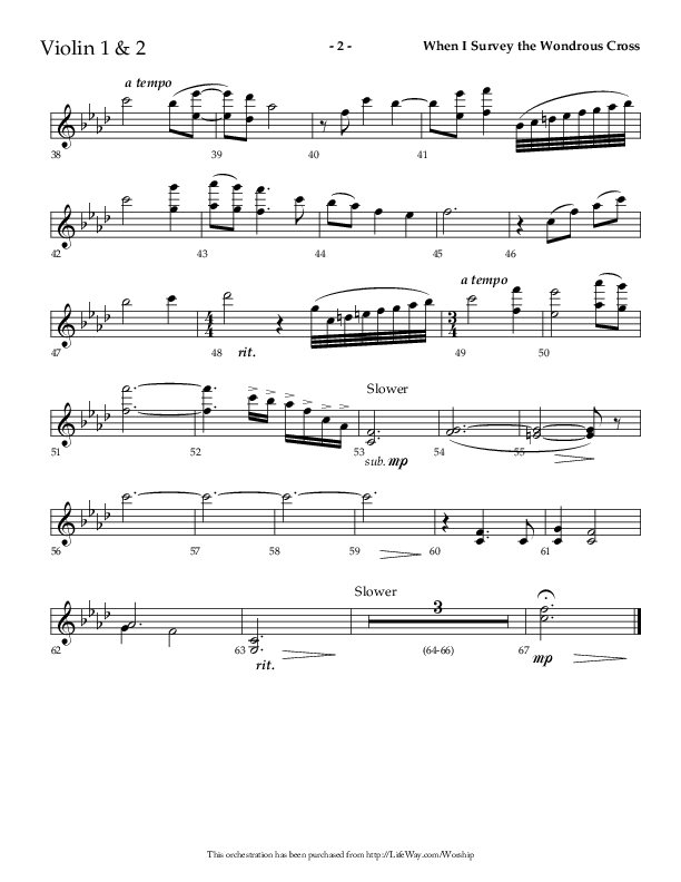When I Survey The Wondrous Cross (Choral Anthem SATB) Violin 1/2 (Lifeway Choral / Arr. Richard Kingsmore)
