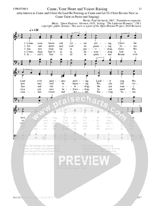 Come, Your Heart and Voices Raising Hymn Sheet (SATB) (Traditional Hymn)