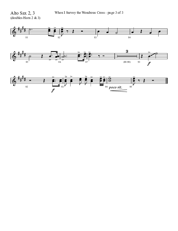 When I Survey The Wondrous Cross (Choral Anthem SATB) Alto Sax 2 (Lifeway Choral / Arr. David Hamilton)
