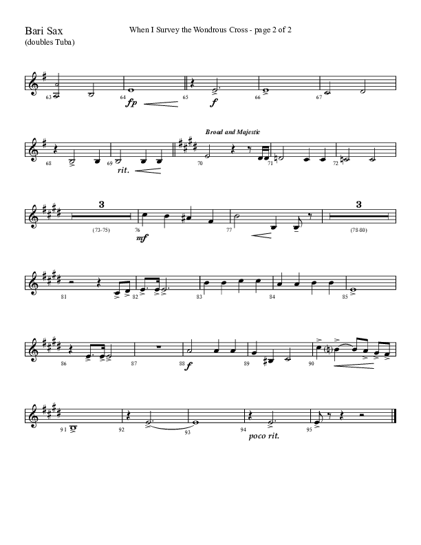 When I Survey The Wondrous Cross (Choral Anthem SATB) Bari Sax (Lifeway Choral / Arr. David Hamilton)