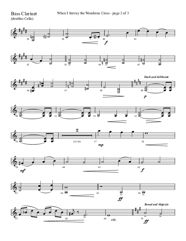 When I Survey The Wondrous Cross (Choral Anthem SATB) Bass Clarinet (Lifeway Choral / Arr. David Hamilton)