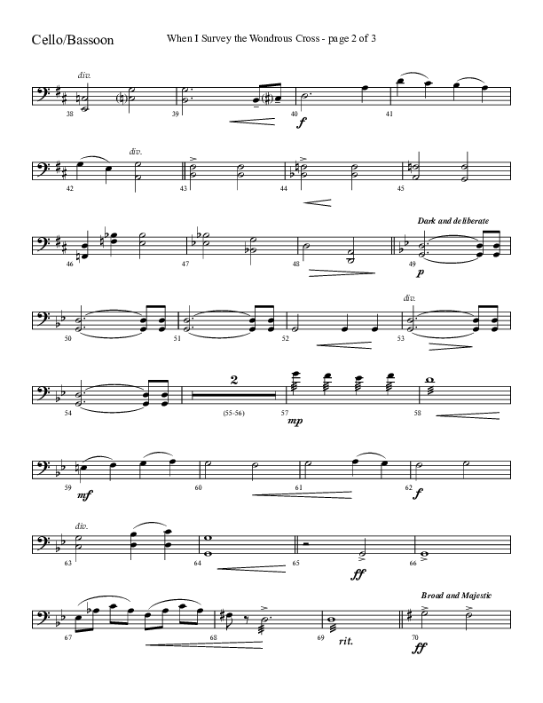 When I Survey The Wondrous Cross (Choral Anthem SATB) Cello (Lifeway Choral / Arr. David Hamilton)