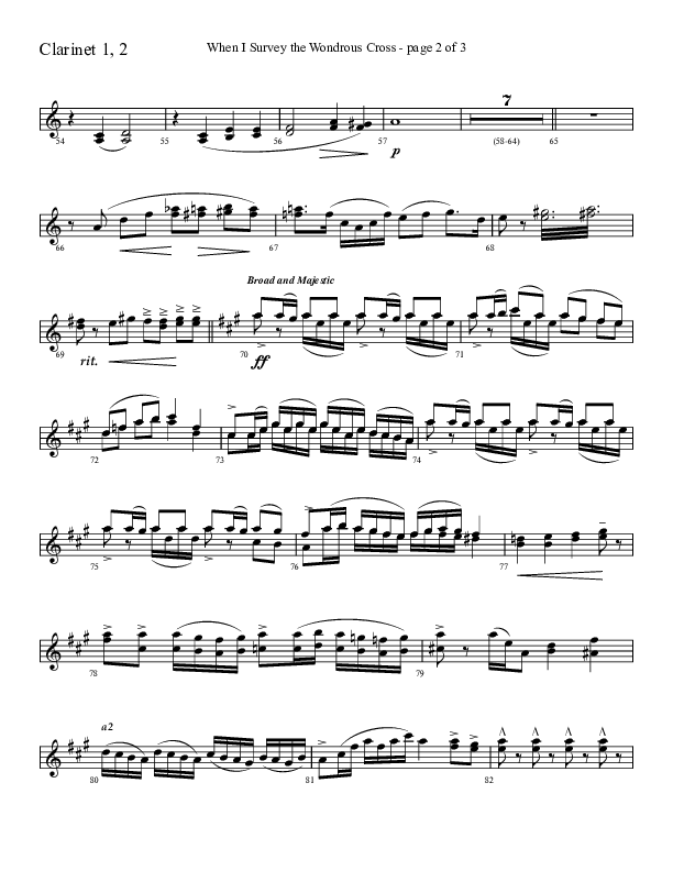 When I Survey The Wondrous Cross (Choral Anthem SATB) Clarinet 1/2 (Lifeway Choral / Arr. David Hamilton)