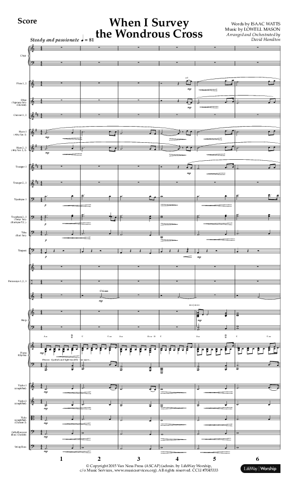 When I Survey The Wondrous Cross (Choral Anthem SATB) Conductor's Score (Lifeway Choral / Arr. David Hamilton)