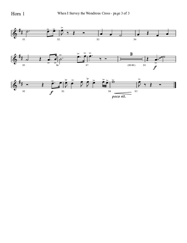 When I Survey The Wondrous Cross (Choral Anthem SATB) French Horn 1 (Lifeway Choral / Arr. David Hamilton)