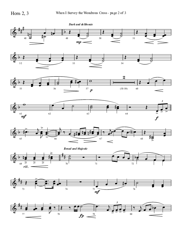 When I Survey The Wondrous Cross (Choral Anthem SATB) French Horn 2 (Lifeway Choral / Arr. David Hamilton)
