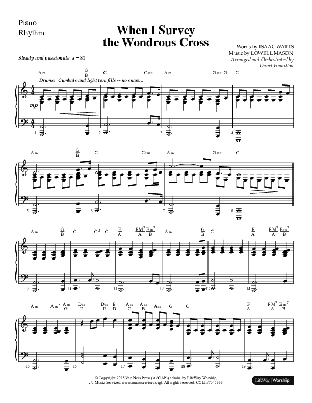 When I Survey The Wondrous Cross (Choral Anthem SATB) Lead Melody & Rhythm (Lifeway Choral / Arr. David Hamilton)