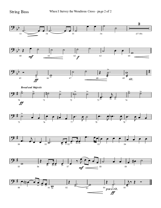 When I Survey The Wondrous Cross (Choral Anthem SATB) String Bass (Lifeway Choral / Arr. David Hamilton)