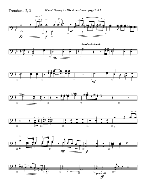 When I Survey The Wondrous Cross (Choral Anthem SATB) Trombone 2 (Lifeway Choral / Arr. David Hamilton)