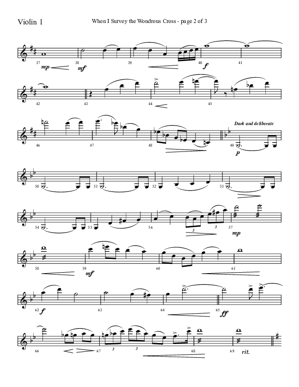 When I Survey The Wondrous Cross (Choral Anthem SATB) Violin 1 (Lifeway Choral / Arr. David Hamilton)