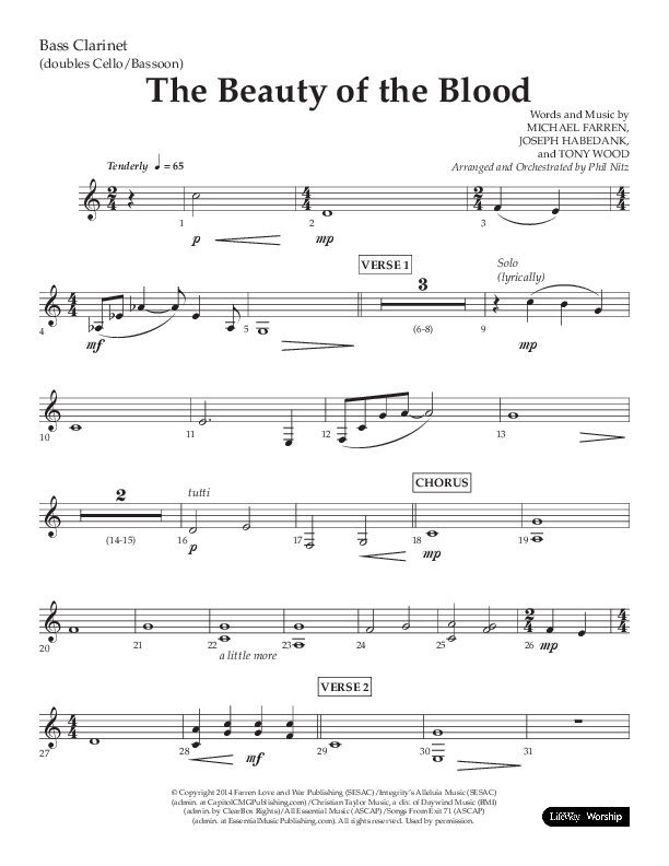 The Beauty Of The Blood (Choral Anthem SATB) Bass Clarinet (Lifeway Choral / Arr. Phil Nitz)