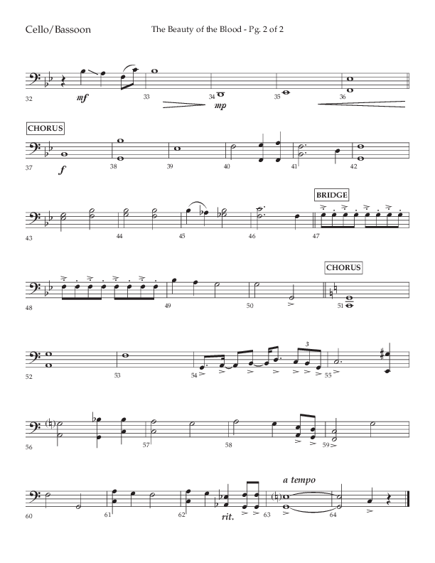 The Beauty Of The Blood (Choral Anthem SATB) Cello (Lifeway Choral / Arr. Phil Nitz)