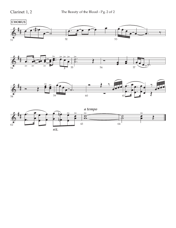 The Beauty Of The Blood (Choral Anthem SATB) Clarinet 1/2 (Lifeway Choral / Arr. Phil Nitz)