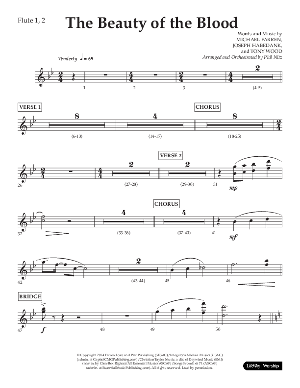 The Beauty Of The Blood (Choral Anthem SATB) Flute 1/2 (Lifeway Choral / Arr. Phil Nitz)